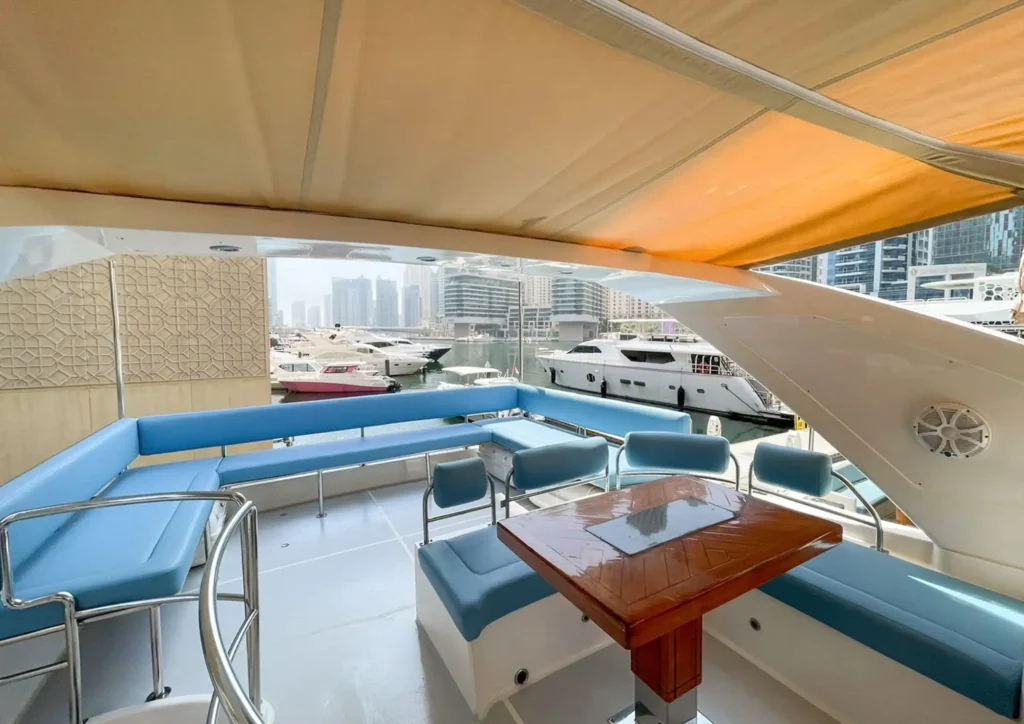Luxury 64ft Blue Moon yacht for rent in Dubai Marina UAE