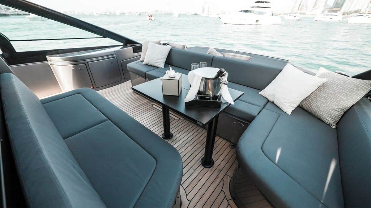 Spacious yacht deck designed for relaxation and events